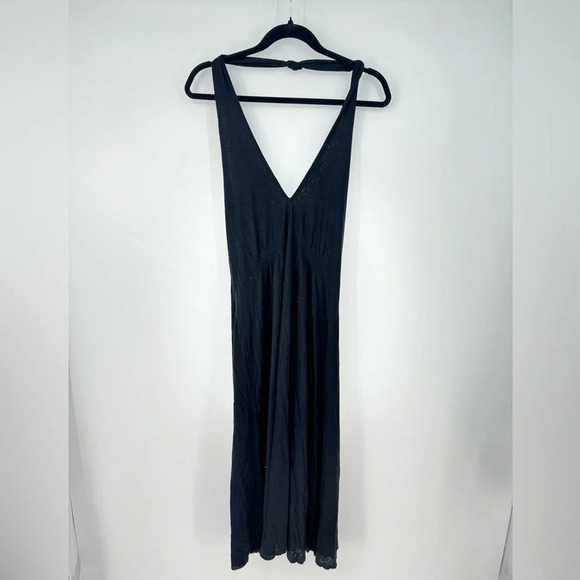 Velvet Halter V Neck Open Back Classy  Maxi Dress - Picture 1 of 5